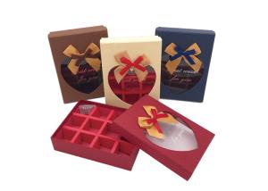 Wholesale Fancy Small Chocolate Gift Box With Ribbon Bows And Heart Shaped Window from china suppliers