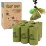 100% Compost Dog Products Doggie Poop Bag Refill Rolls with Dispenser