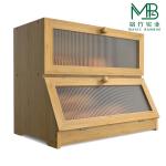 Custom High Quality Bamboo Double Layer Bread Storage Box For Restaurant Kitchen