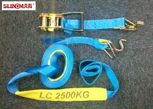 Wholesale Ratchet straps LC2500 DN AS/NZS4380 50MM Polyester Blue with ratchet and two swan hooks from china suppliers