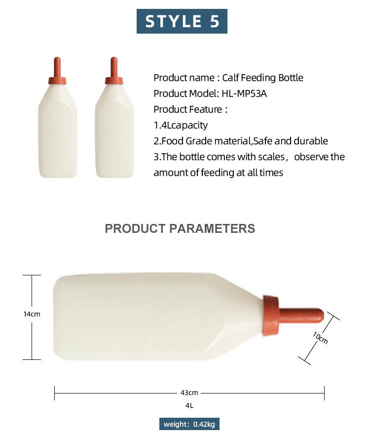 4Litre Easy To Clean White Calf Feeding Bottle With Anti Slip Grip