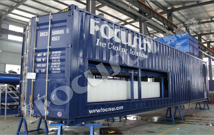 Bitzer Compressor 12000 KG Direct Refrigeration 40 HQ Containerized Block Ice Machine