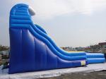 Giant Outdoor Yellow Inflatable Water slide With Pool / Commercial Water Park