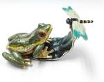 Pewter alloy gold plated Frog Jeweled Trinket Box Golden plated enamel fashion