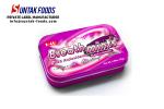 Black Currant Flavor Meta Tin Box Candy Round Shaped Eco-Friendly