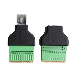China RJ45 Network Plug Male or Female 10P10C RJ48 to 10 pin Screw Terminal Block Adapter on sale