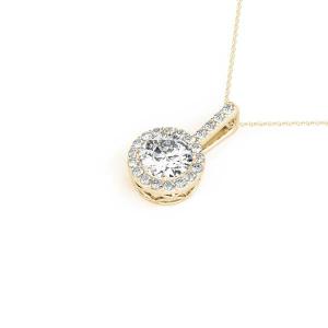 Wholesale 18K 14K 10K Solid Gold Clarity CVD Round Cut Bezel Lab Grown Diamond Necklace with Gemstone from china suppliers