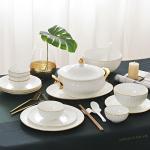 Gold line White Bone china embossed tableware Wedding Ceramic charger plate