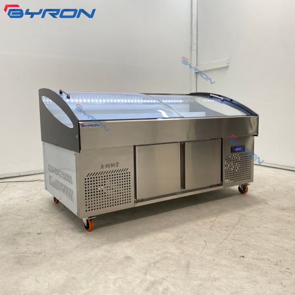 Fast Food Freezer Show Case 2 Door Display Chest Freezer Adjustable