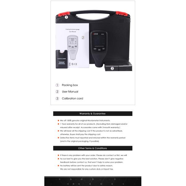 Electronic Thickness Gauge Measure Various Coating Or Plating Measuring Range: 0~1,250μm (0~50mils)