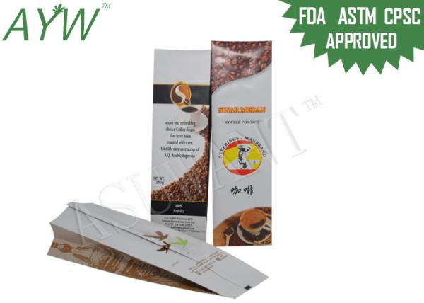 Valve Sealed Coffee Bags 8oz , Foil Lined Coffee Bean Packaging Bags For