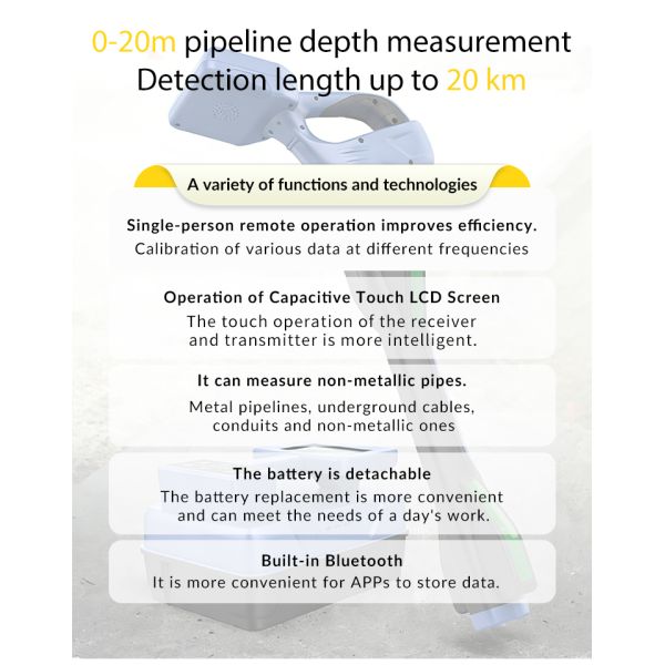 Portable Underground Pipe and Cable Detector Cable Path Locator High/low resistance cable fault location