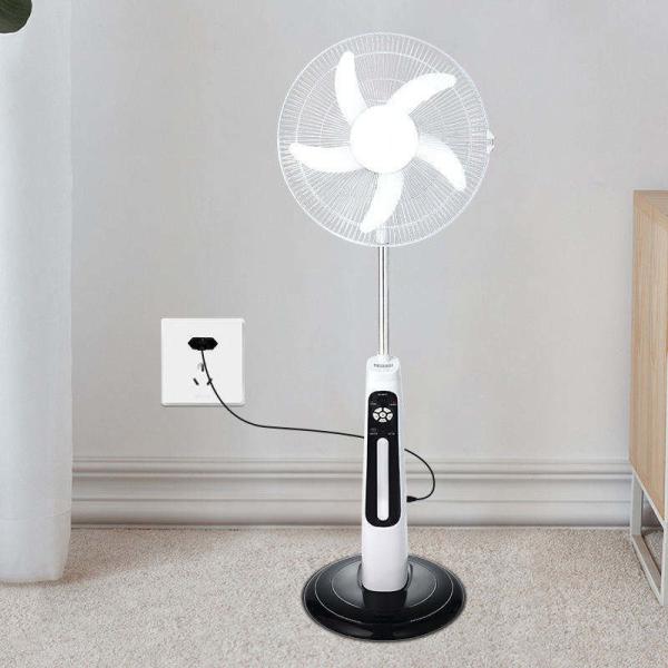 16/18 Inches AC DC 12V Charging 5 Blade Rechargeable Solar Stand Fan with Panel