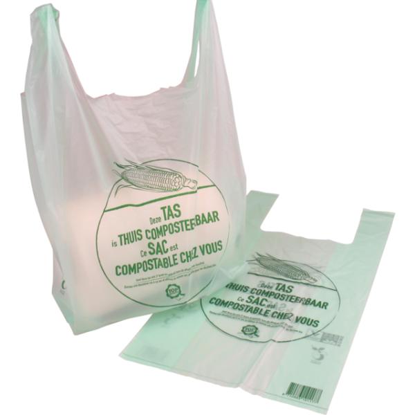 PBAT PLA Cornstarch Grocery Shopping Bag Vest carrier, singlet handle handy killeen bags sacks packaging produce roll