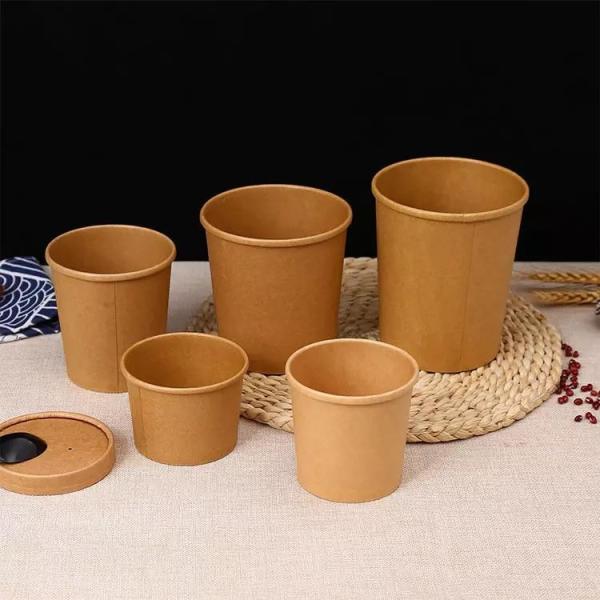 Disposable Paper Bowls With Lids Soup Serving Paper Cup PE Coating Salad Paper