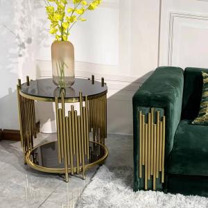 Wholesale Marble Tempering Glass Coffee End Tables Small Circular Shape from china suppliers