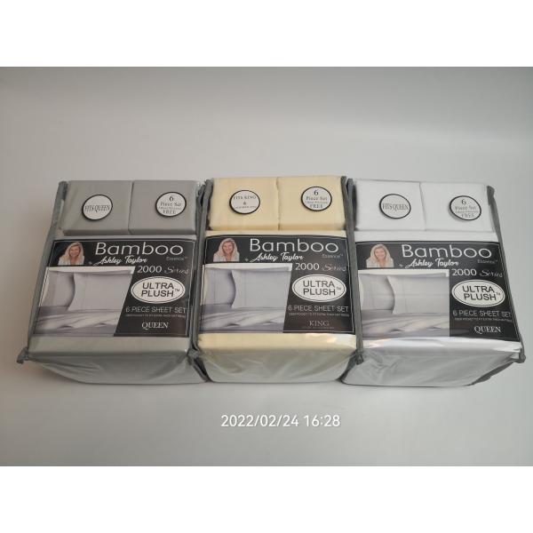 Modern Style 2200 Thread Count Bamboo Fabric Sheet Set 6pcs Set Sheet Pillowcase Sets