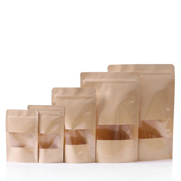 Custom Resealable Ziplock Stand Up Pouch Tea Coffee Snack Kraft Paper Packaging