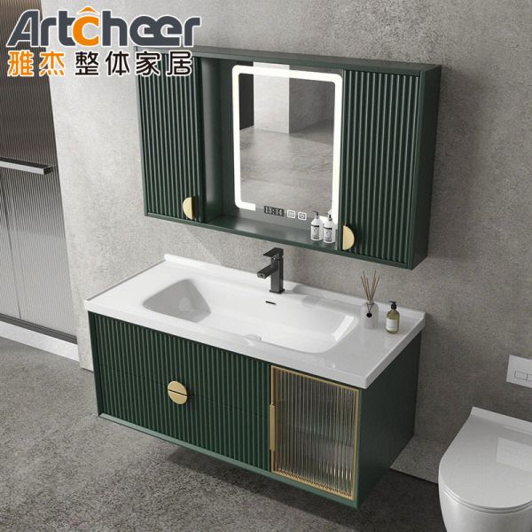 Large Size Wall-mounted Bathroom Vanity Combo with Two Mirror Cabinets