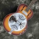 Custom Cherry Burst Flamed Maple Top Dobro Resonator Steel Electric Guitar