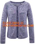 Full Needle Waved Blanket Women's Cardigan, Novelty Stitch Long Sleeve Pointelle