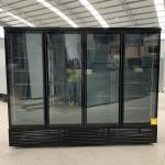 Plug In Glass Four Swing Door Refrigerators In RAL9005 Black