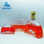 Customized Hot Stamping 750 ml Liquor Unique Shaped Wine Glass Bottle with Cap