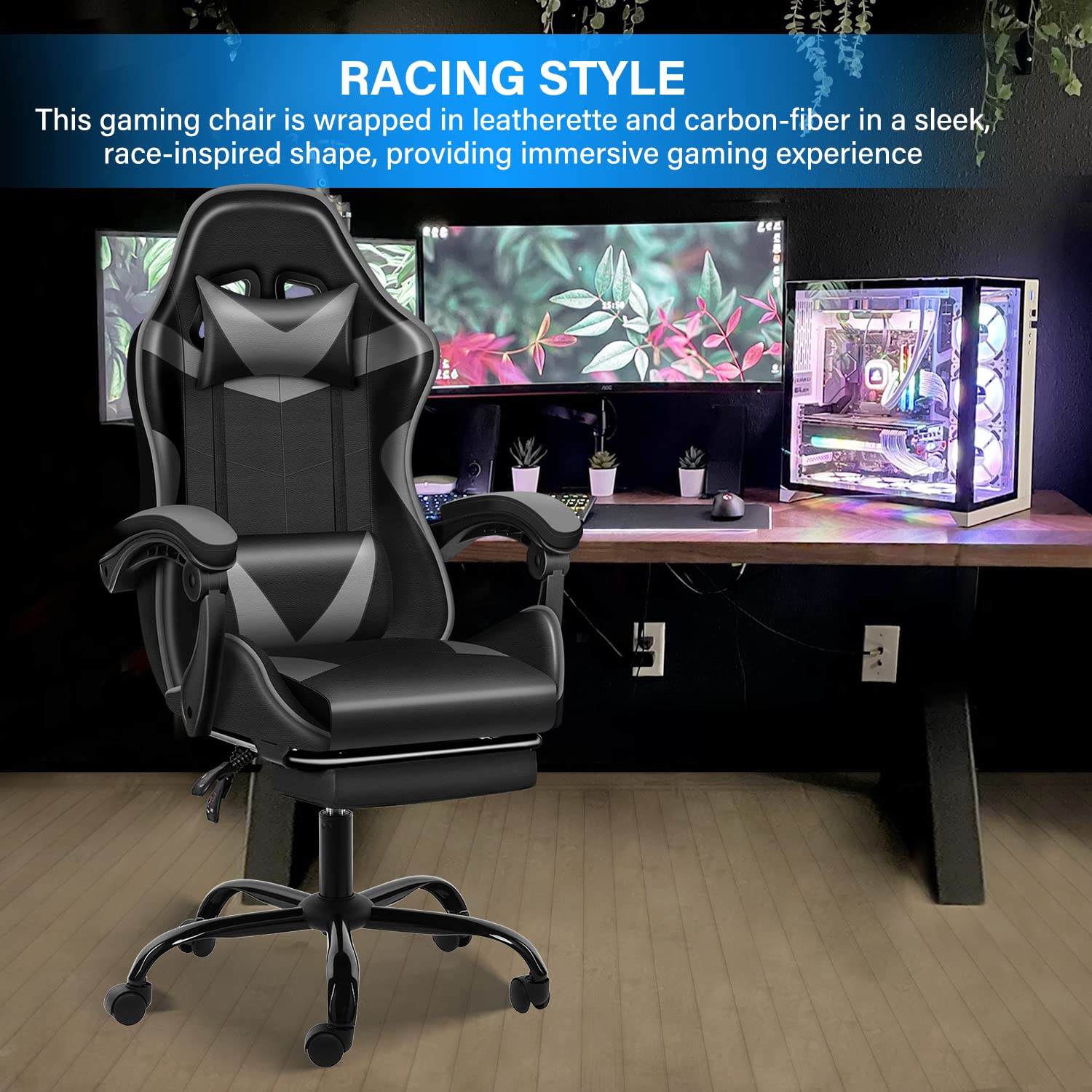 Directly Sell Gaming Chair with Adjustable Features 21"D x 46"W x 23"H Mail Packing Y