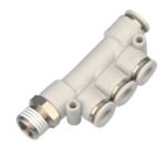 PKB Five Way male R thread connector Equal Tee Pneumatic Tube Fitting