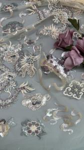 Wholesale Mesh Ground Sequin Embroieded Lace Fabric For Elegant Breathe Dinner Gowns Fabric from china suppliers