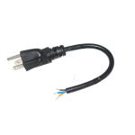 Customizable Power Cord NEMA 5-15P to Tinned Wire 300V Rated for Washing