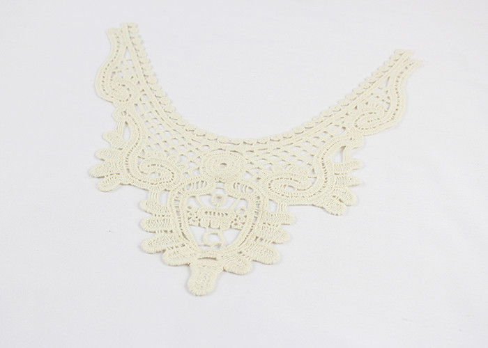 Guipure Lace Collar Applique , Water Soluble Chemical Neckline Applique Trim For Dress