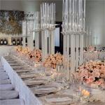 ZT-062 Chic 4 pcs different size white stem crystal pillar candle holder for
