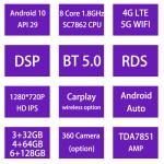 10.1 Inch Android 10.0 Car Stereo 2.5D Screen WIFI 4G LTE Carplay