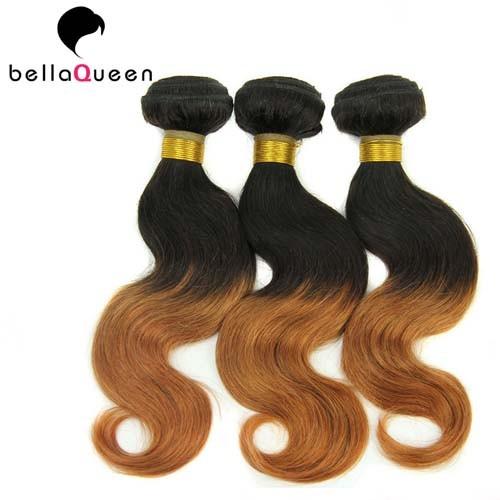 Indian Virgin Ombre Remy Hair Extensions , Body Wave Human Hair Weave
