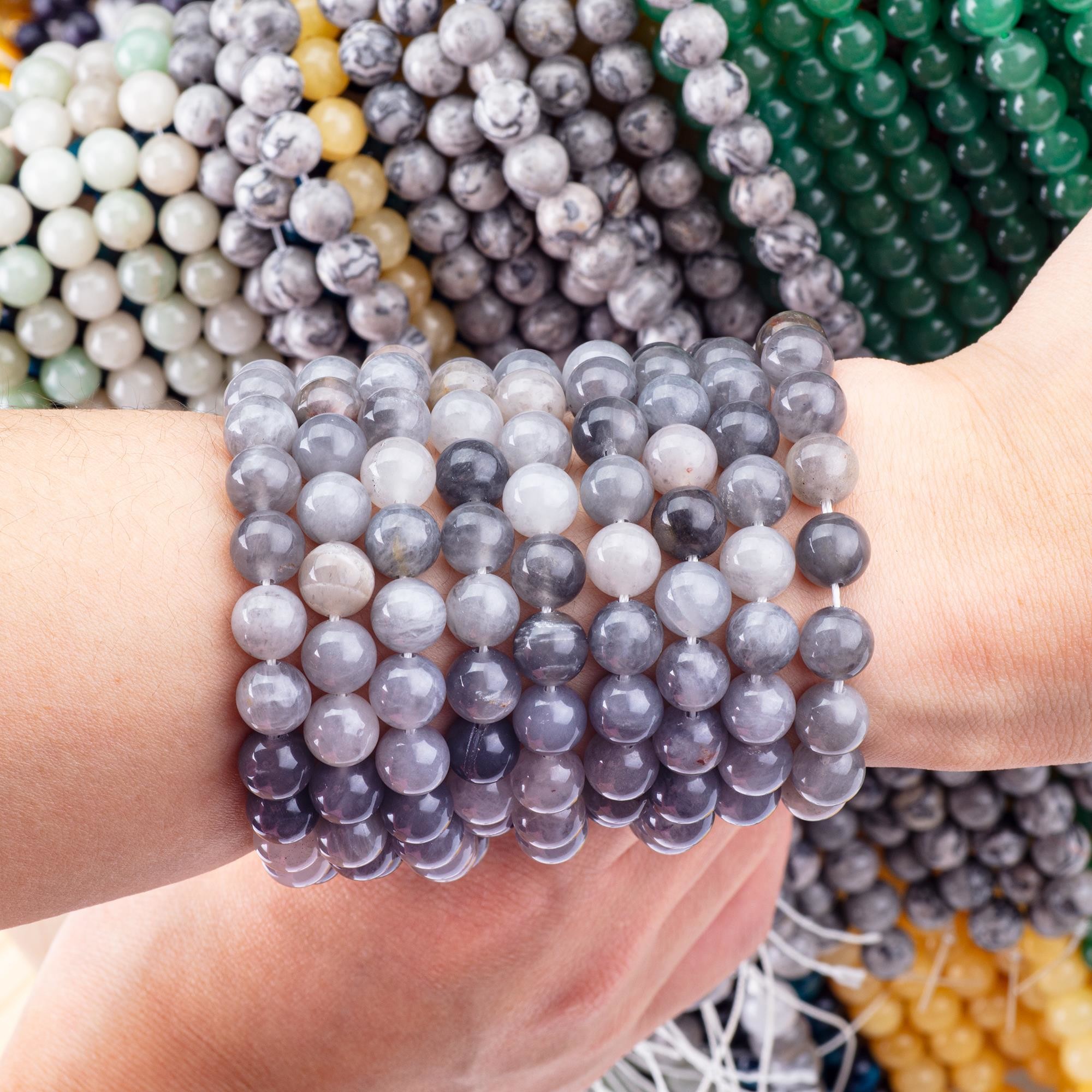 Grey Cloudy Quartz Loose Bead Strands Semi Precious Stone Natural Crystal Gemstone for DIY Jewelry Making
