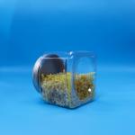 Candy Food Snack Food Grade PET Clear Square Shape Plastic Grip Jar Aluminium