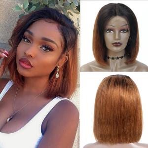 China Short Full Frontal Lace Wig 10 Inches Bob Wig Blue Burgundy Blonde on sale