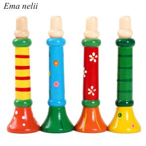Wholesale Hot Baby Wooden Horn Whistle Musical Instrument Toys Kids Colorful from china suppliers