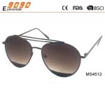 Unisex round sunglasses with metal frame, special retro designer stylish, UV400