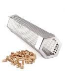 Square 185g Net BBQ Smoke Generator 304ss Bbq Pellet Smoke Tube Brush Hook
