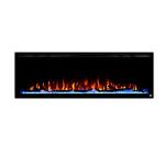 Black 50 Inch Wall Mounted Electric Fireplace 9 Colors Flame and Indoor Heater