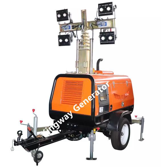Telescopic Mast Metal Halide Lamp Led Lighting Tower 9m Mobile With Diesel