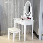 Fashion Solid Wood White 75*80*40cm Mirrored Dressing Table Stool