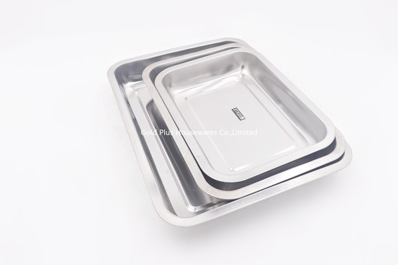 27*20cm Snack SS Feeding Flat Serving Tray Camping Dessert Barbecue Sets