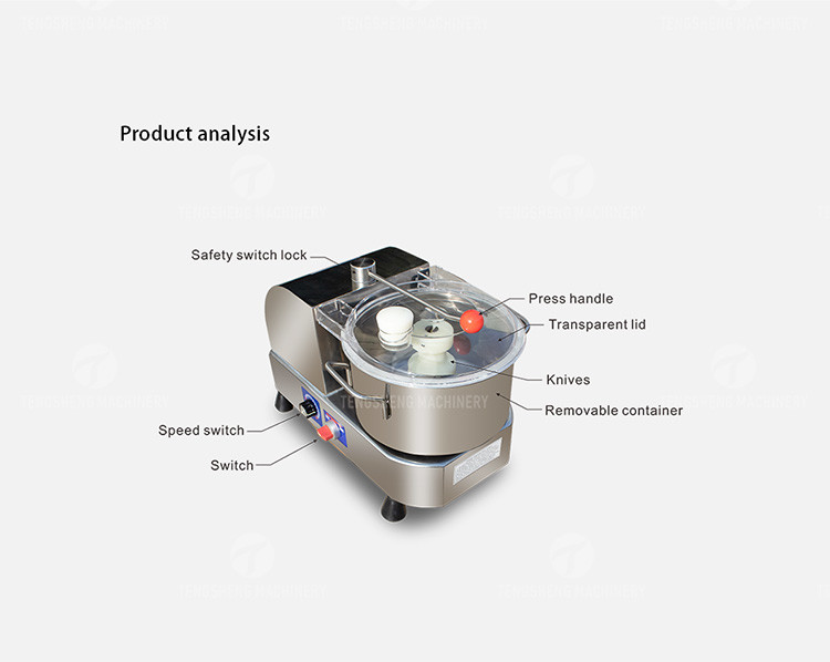 6 Liters 100KG/H SS Meat Processing Machine Food Crusher