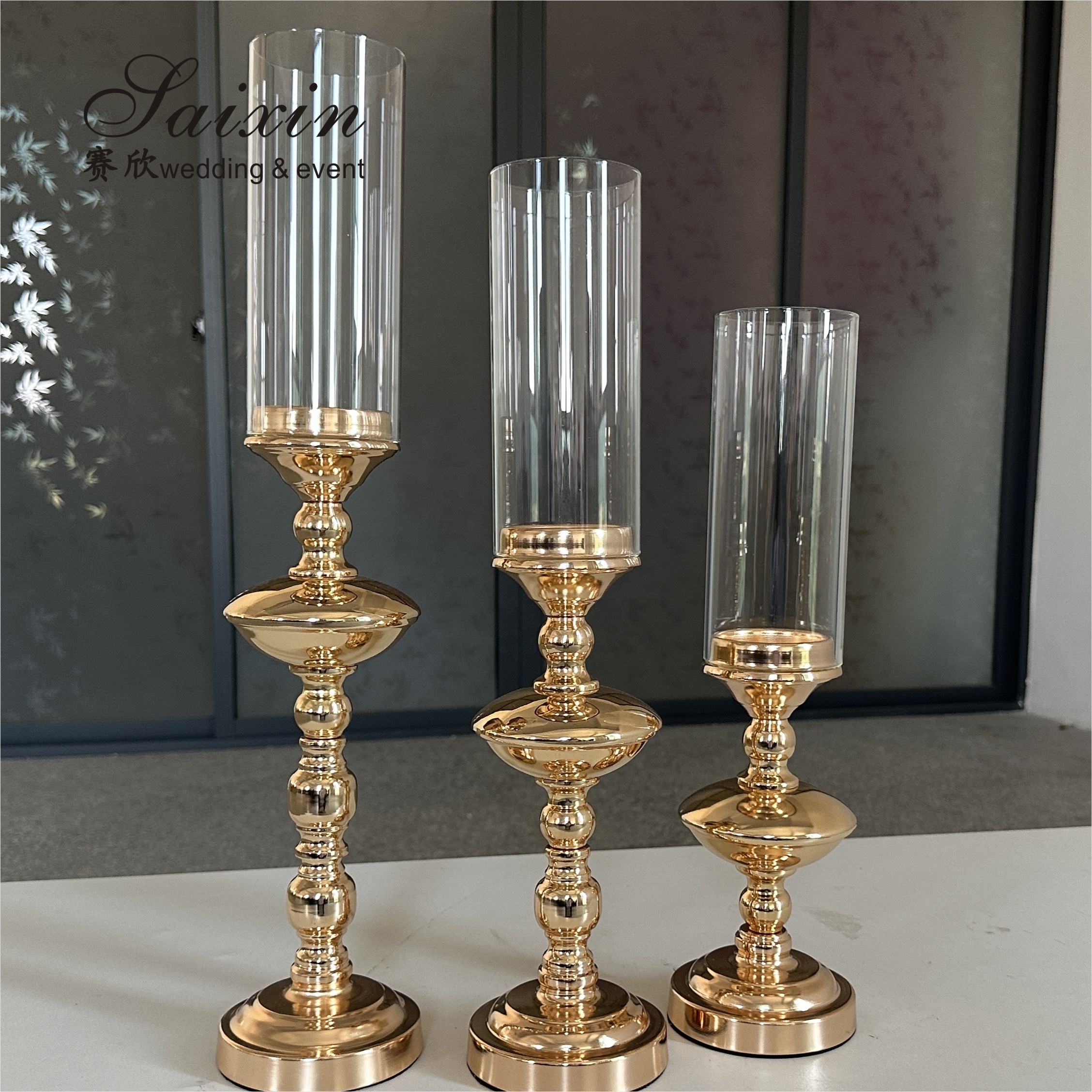 Wedding Centerpiece Candlestick Table Decoration Silver Metal Wedding Candle Holder