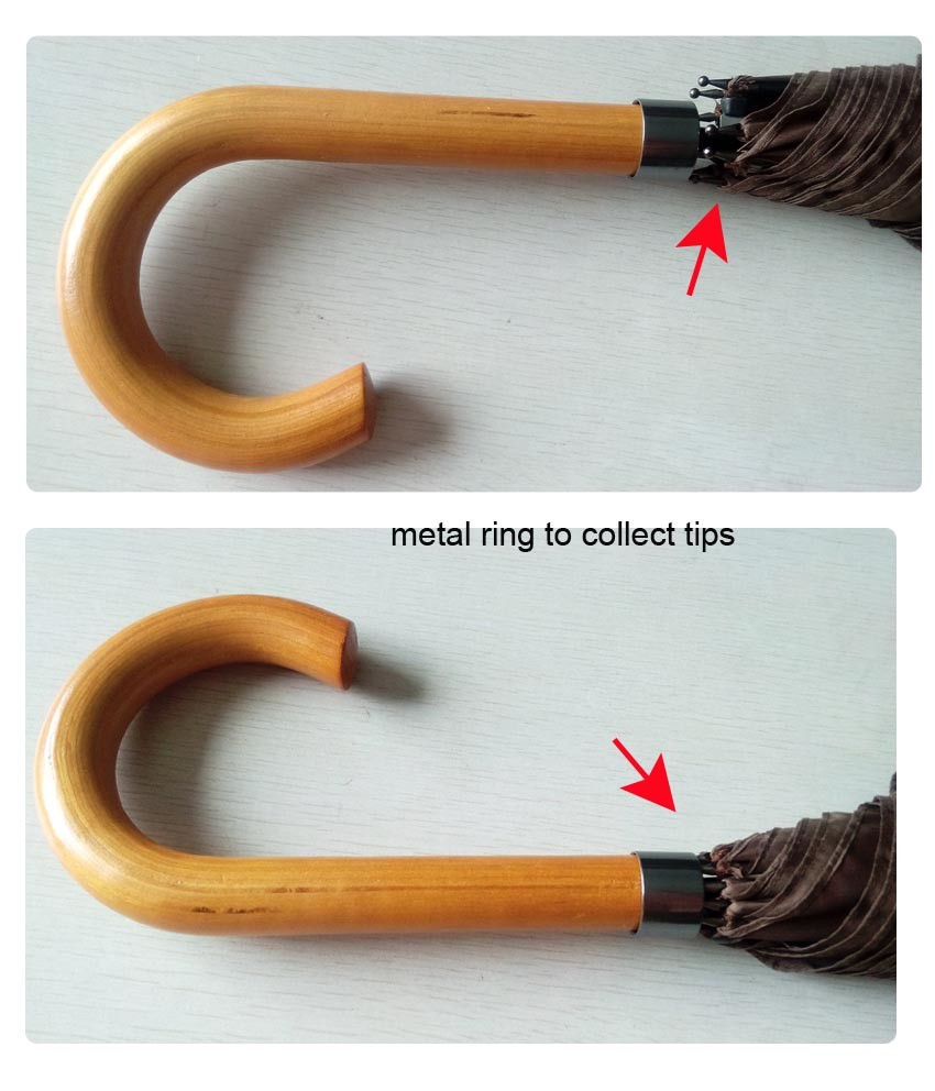 Wooden J Handle Pongee Fabric Compact Golf Umbrella