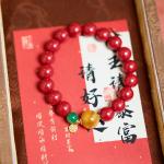 Feng Shui Bracelet Cinnabar Bracelet, Cinnabar PiXiu Bracelet Prayer Beads