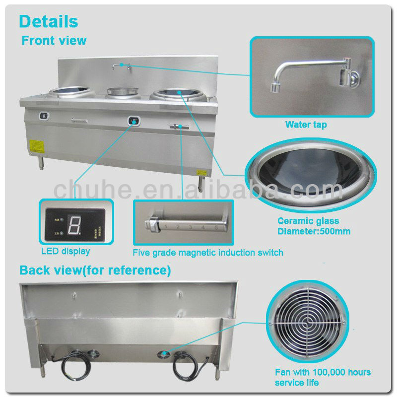 Commercial double burner induction cooker with sink